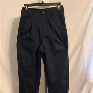 High-waisted dark blue pants